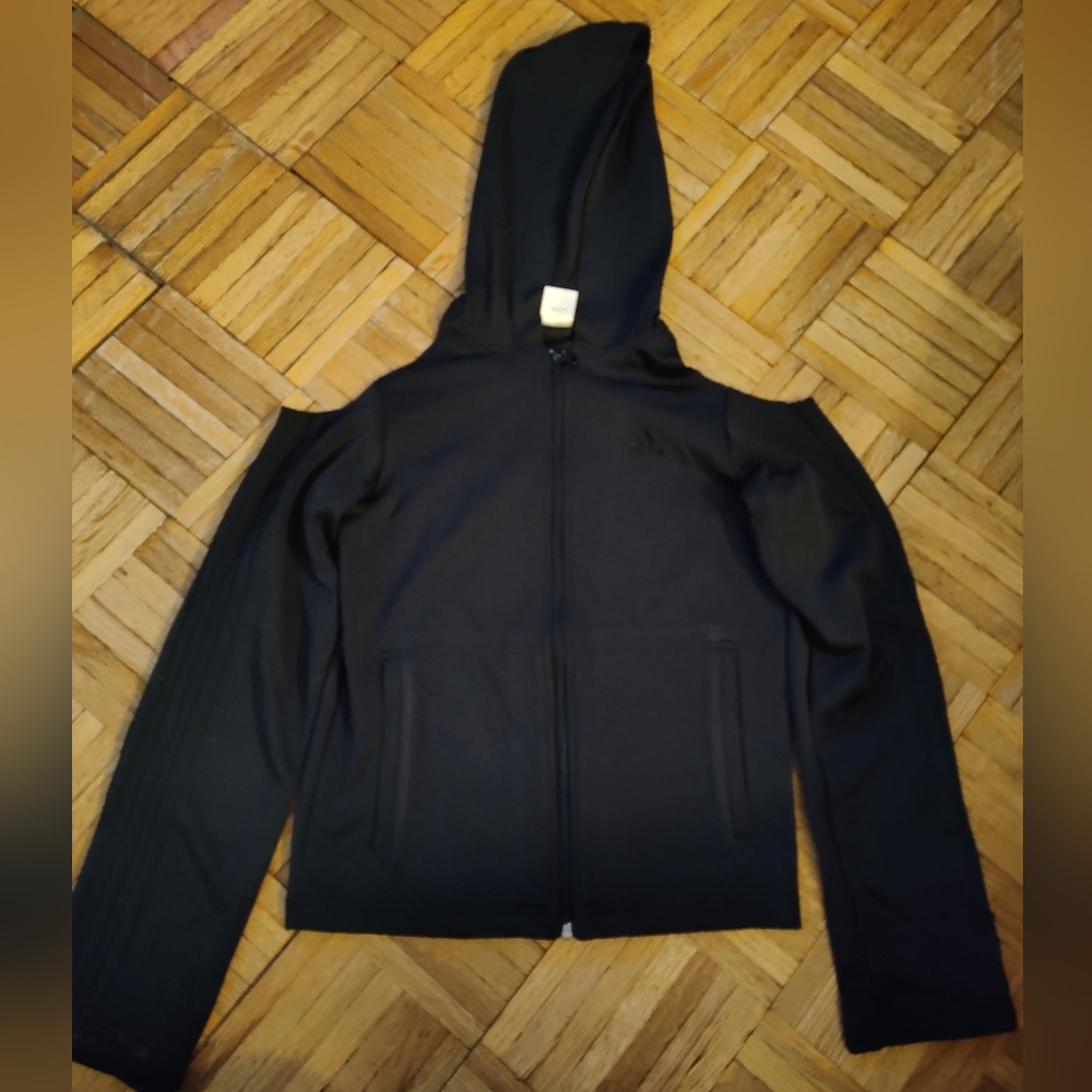 Adidas Black Zip-Up Hoodie With Shoulder Cutouts